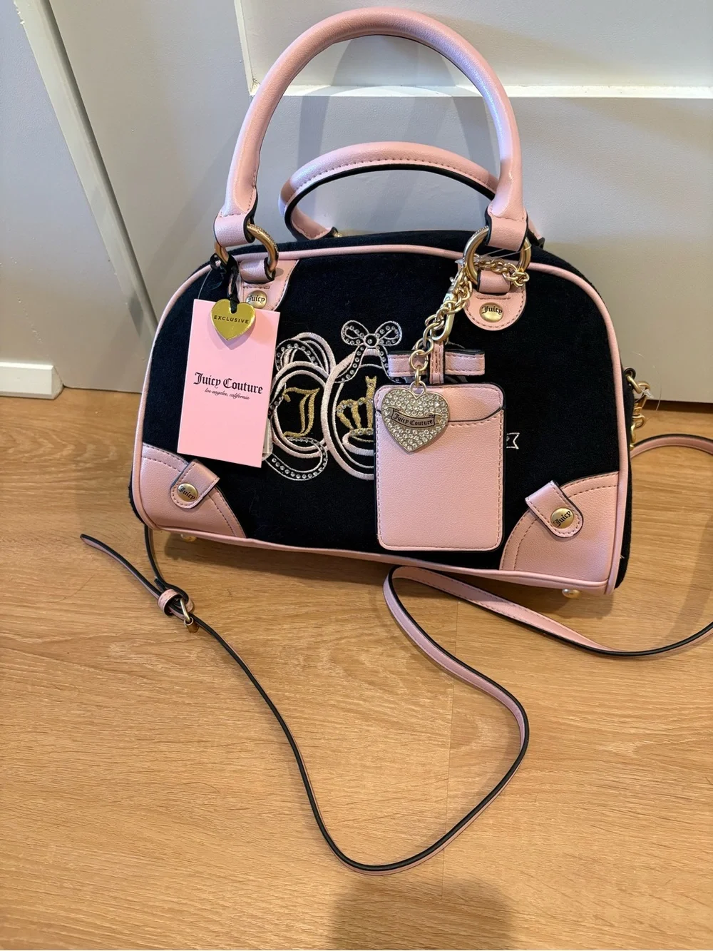 Juicy Couture Black and Pink Club Bowler Bag NEW
